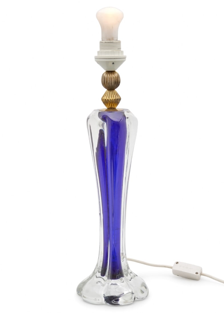 Flygfors Signed Glass Table Lamp, Signed at Base, Sweden (1 of 6)