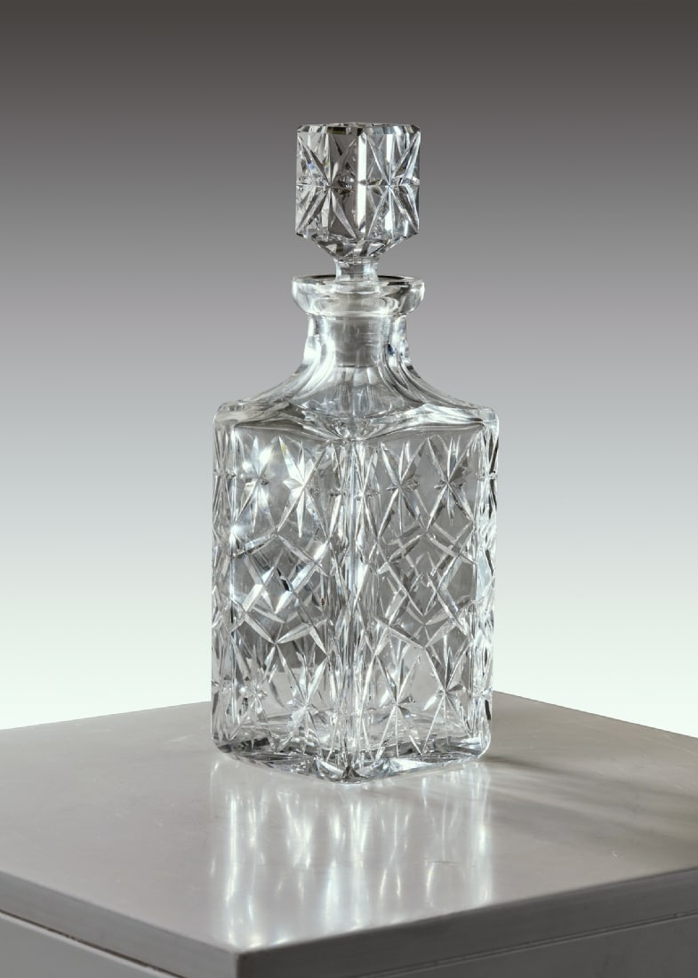 Crystal Decanter with Hand-Cut Work and Matching Stopper (1 of 4)