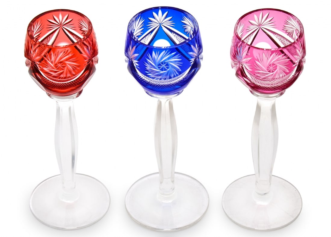 Three Colored Crystal Goblets - 2