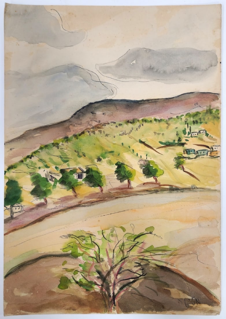 Melita Schiffer (1900-1991) 'Path with Trees' Watercolor on Paper, Signed: Melita Schiffer (1900-1991) 'Path with Trees' Watercolor on Paper, Signed, dimensions: 44X30 cm Paper defects Notice: We are located in Israel and provide full packing and shipping service. You can as