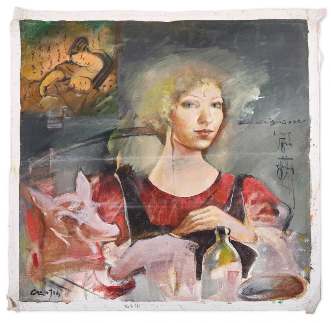 Gerti Rubinstein - Oil Painting on Canvas, Signed: Gerti Rubinstein - Oil Painting on Canvas, Signed, unstretched and unframed, only the painted canvas Dimensions: 52X48 cm Notice: We are located in Israel and provide full packing and shipping service