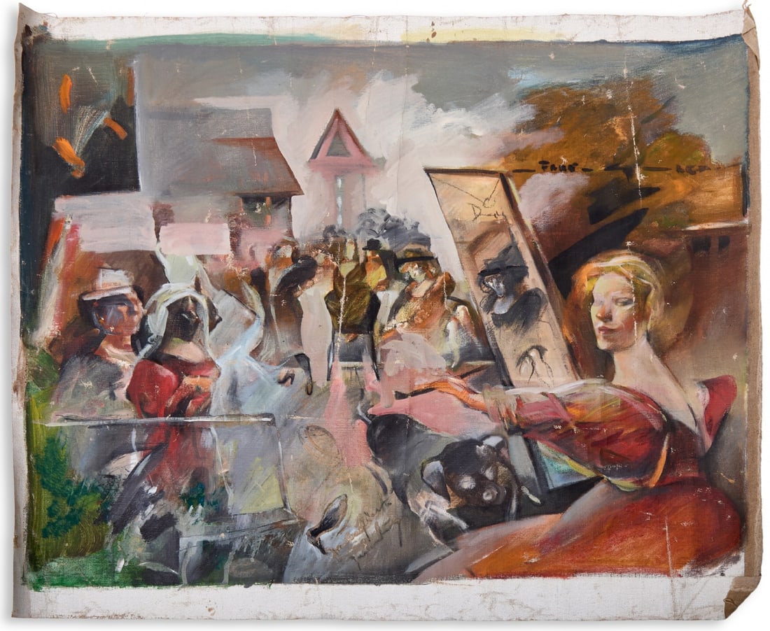 Gerti Rubinstein - Oil Painting on Canvas, Signed: Gerti Rubinstein - Oil Painting on Canvas, Signed, unstretched and unframed, only the painted canvas (Scratches and abrasions to the paint and canvas in certain areas Dimensions: 60X70 cm Notice: We a