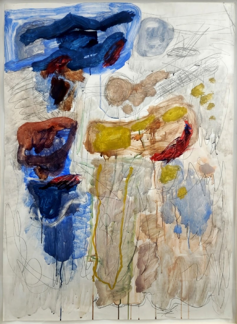 Avigdor Stematsky 'Abstract', Large Painting, Watercolor and Tempera on Paper: Avigdor Stematsky 'Abstract', Large Painting, Watercolor and Tempera on Paper, signed on the back with estate stamp Dimensions: 140X100 cm Frame dimensions: 148X108 cm Notice: We are located in Israel