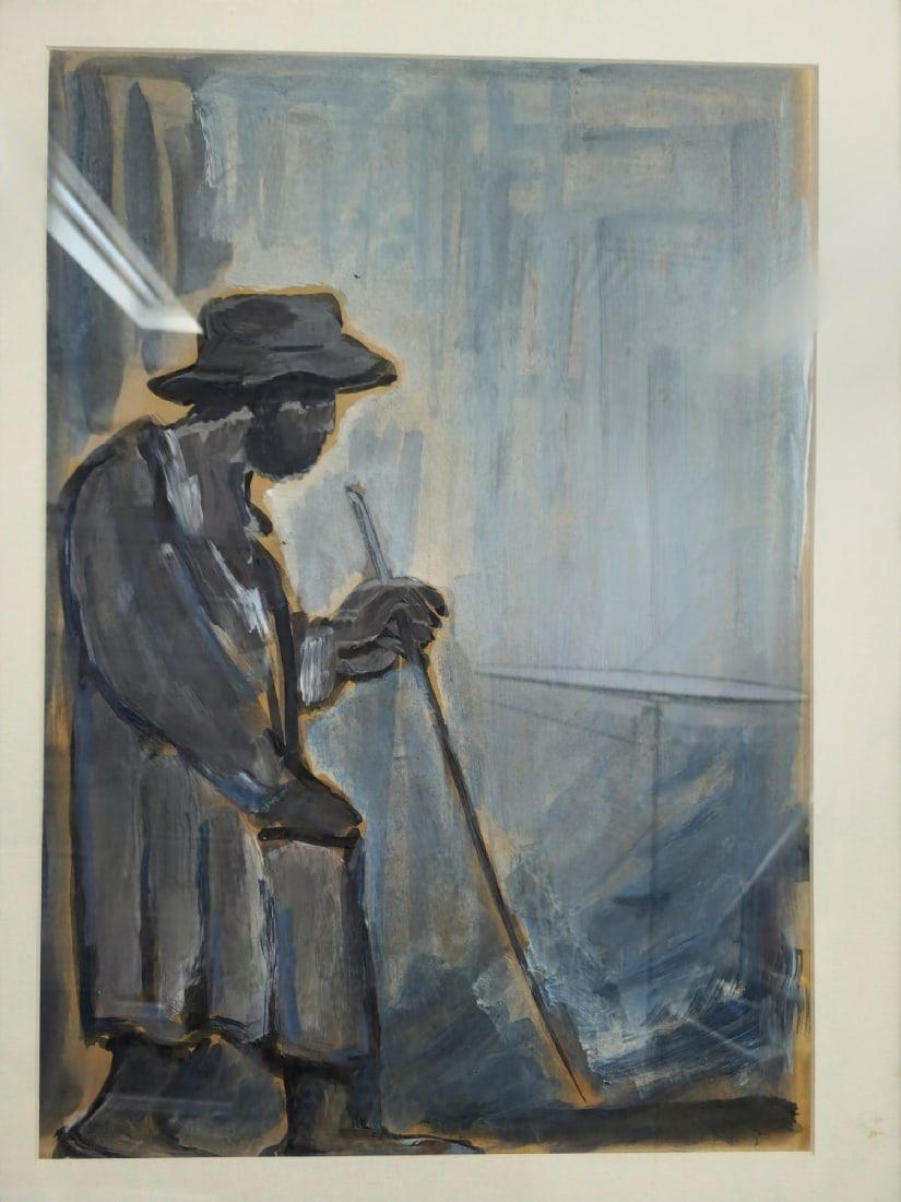 David Hendler - 'Man with a Cane', Watercolor on Paper, Signed (1 of 3)