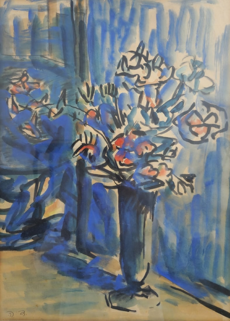 David Hendler - 'Flowers in a Flowerpot', Watercolor on Paper, Signed with Initials: David Hendler - 'Flowers in a Flowerpot', Watercolor on Paper, Signed with Initials, dimensions: 50X35 cm Frame dimensions: 70X54 cm Notice: We are located in Israel and provide full packing and shipp