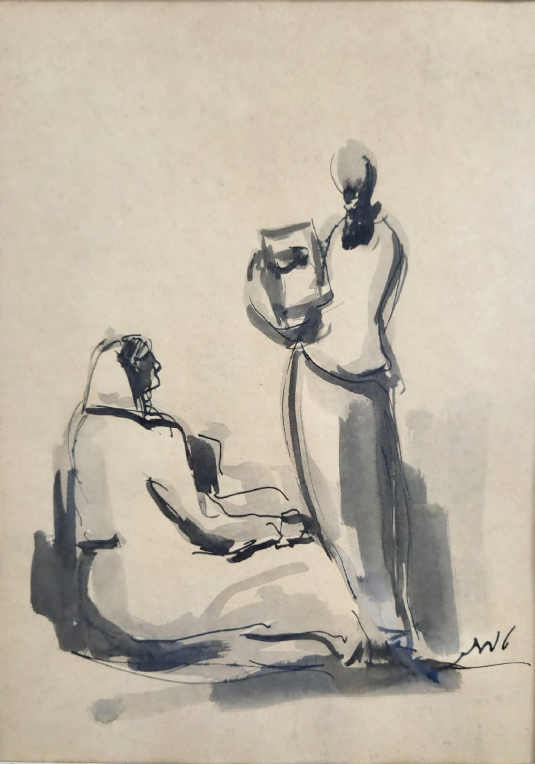 Samuel Tepler - 'Two Women', Watercolor on Paper, Signed (1 of 2)