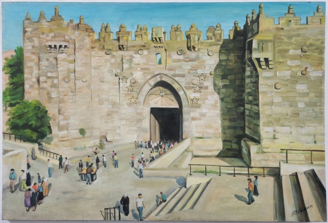 Gate in the Walls of Jerusalem, Old Painting, Oil on Canvas, Signed: Gate in the Walls of Jerusalem, Old Painting, Oil on Canvas, Signed, dimensions: 60X88 cm Unframed Notice: We are located in Israel and provide full packing and shipping service. You can ask us for a 