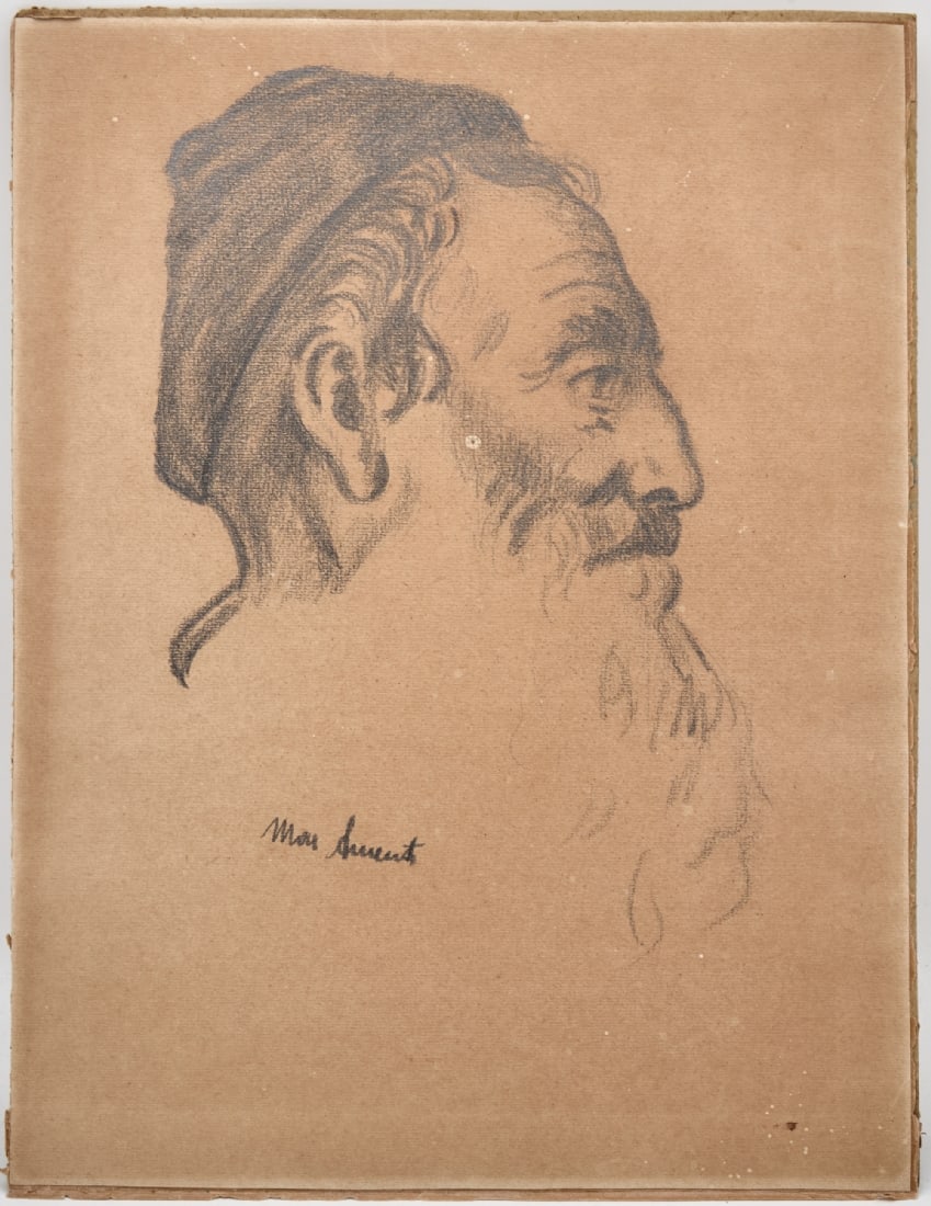 'Jewish Head', Graphite Drawing on Paper, Based on an Original by Hermann Struck, Signed: 'Jewish Head', Graphite Drawing on Paper, Based on an Original by Hermann Struck, Signed, the original drawing on which this is based is called 'Old Jew in Profile (Kovno)', part of Struck's famous li