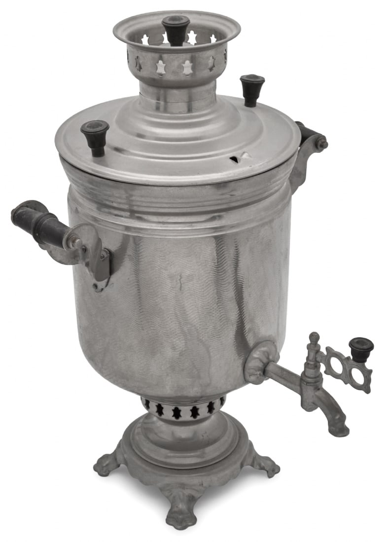 Classic Soviet Samovar by '???', USSR, Signed: Classic Soviet Samovar by '???', USSR, Signed, ribbed body with wave pattern, original tap and black handles Signed on the lid '???? ???' Height: 47 cm Width: 30 cm Notice: We are located in Israel an