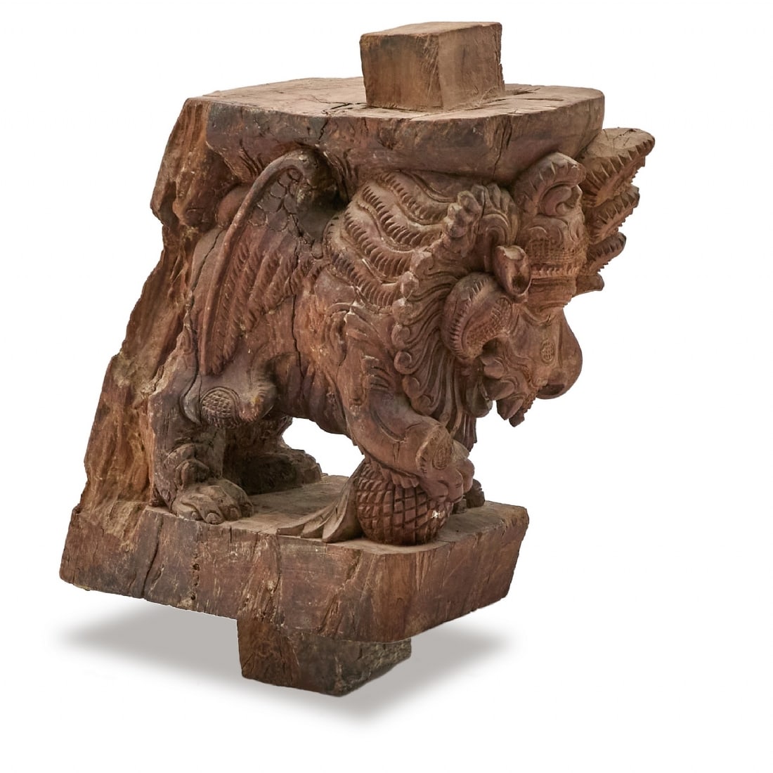 Antique Indian Modillion (Decorative Roof Support), Hand-Carved: Antique Indian Modillion (Decorative Roof Support), Hand-Carved, old repair and missing one eye, 19th century Height: 36 cm Width: 30 cm Notice: We are located in Israel and provide full packing and s