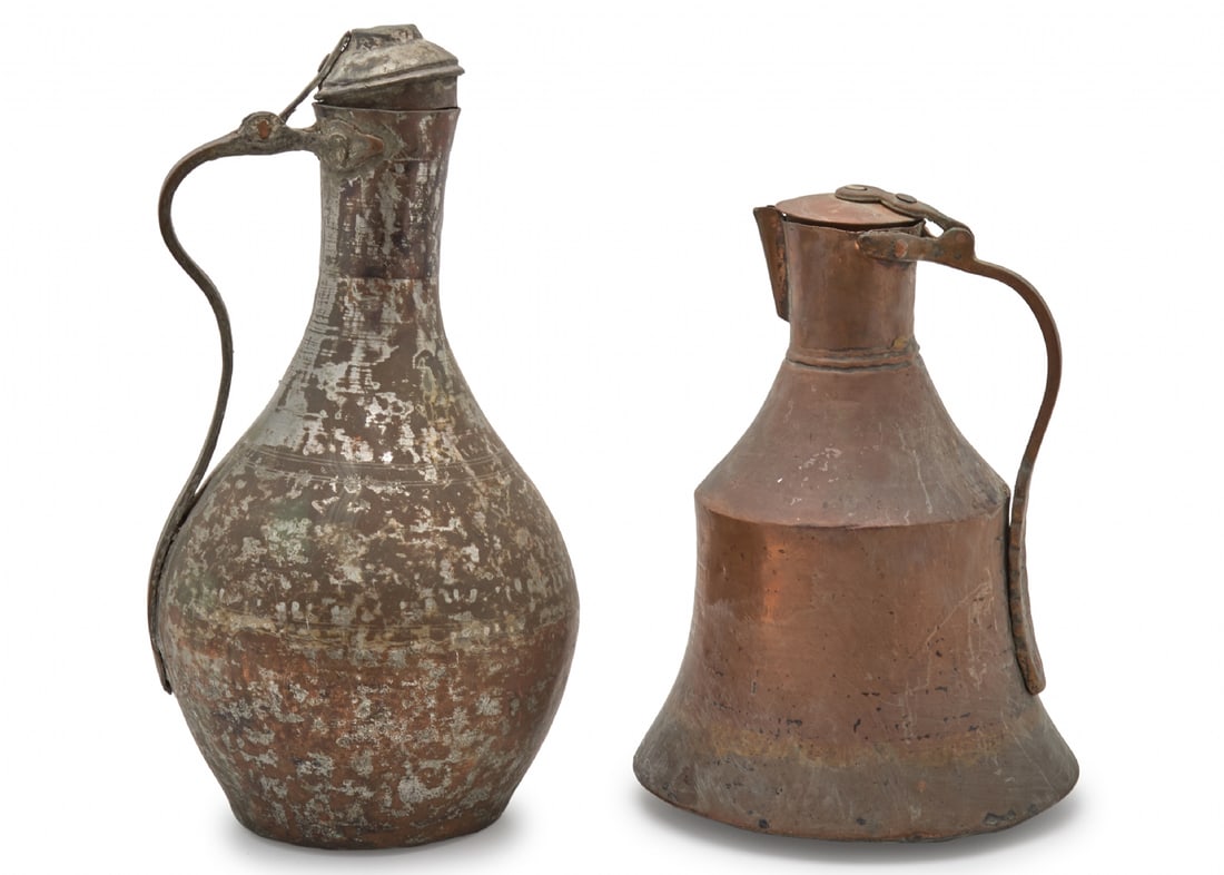 Pair of Traditional Metal Vessels Including Copper Ewer and Water Jug (1 of 2)