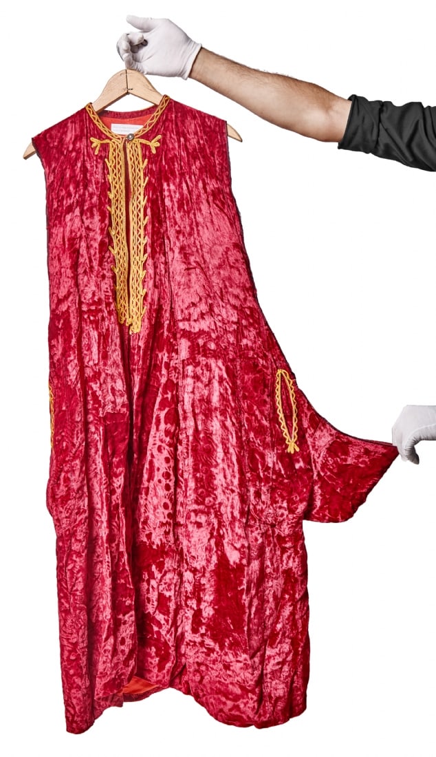 Traditional Dress Made of Deep Red Velvet Fabric (1 of 3)