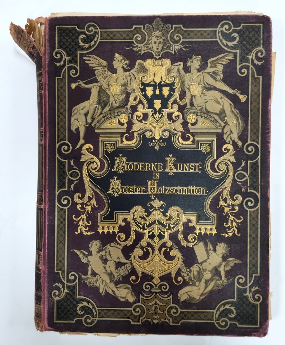 Rare Art Volume from the Early 20th Century, Featuring a Selection of Quality Woodcuts: Rare Art Volume from the Early 20th Century, Featuring a Selection of Quality Woodcuts, modern Art, Moderne Kunst – Published by Rich. Bong, Berlin, circa 1900 Moderne Kunst in Meister-Holzschnitten