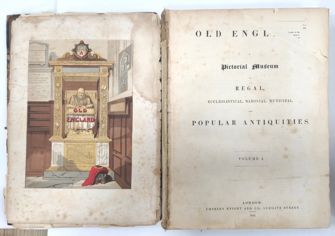 Two Antique Volumes on the History and Antiquities of England (Old England – Pictorial Museum): Two Antique Volumes on the History and Antiquities of England (Old England – Pictorial Museum), by Charles Knight (1791–1873) The books provide a broad and illustrated overview of English history 