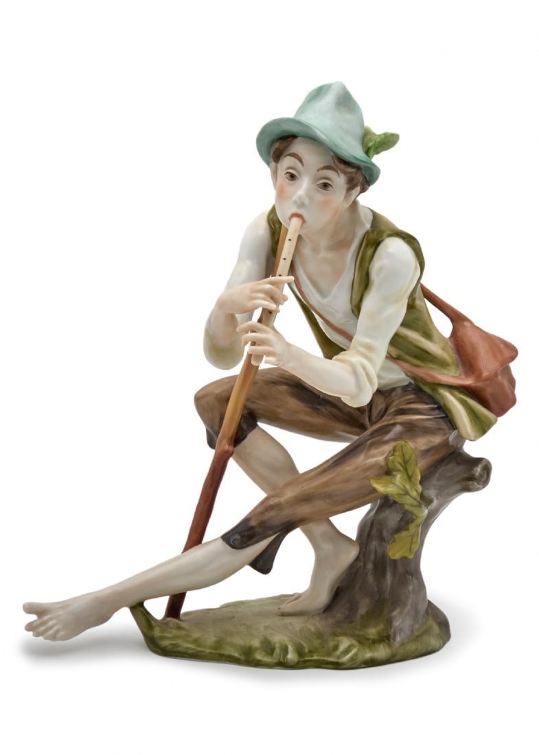 Porcelain Figurine of a Flute Player, Made by Kaiser, Germany, Signed: Porcelain Figurine of a Flute Player, Made by Kaiser, Germany, Signed, broken finger Dimensions: 20X15X12 cm Notice: We are located in Israel and provide full packing and shipping service. You can ask