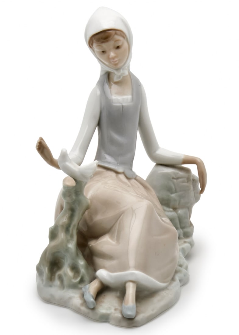 Porcelain Figurine by Lladro - Shepherd with Dove, Signed (1 of 4)