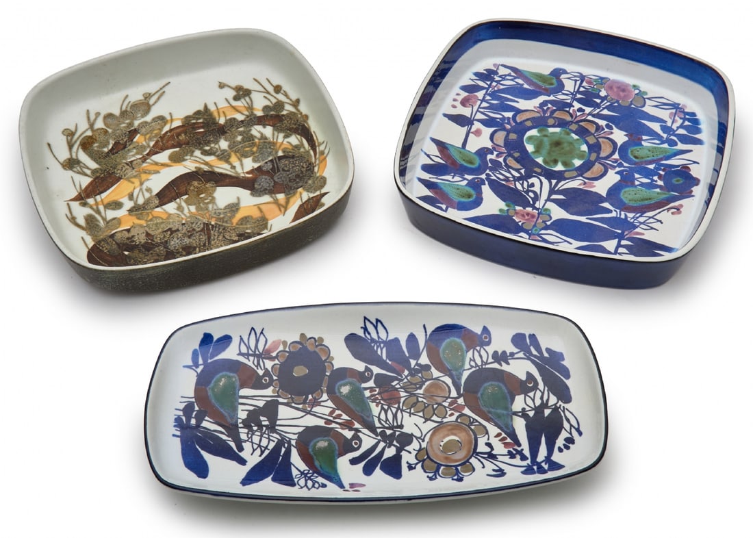 Three Serving Trays by Royal Copenhagen: Three Serving Trays by Royal Copenhagen, denmark, circa 1960s-70s Designed by Kari Christensen and Ivan Weiss Dimensions: 23-30 cm Notice: We are located in Israel and provide full packing and shippin