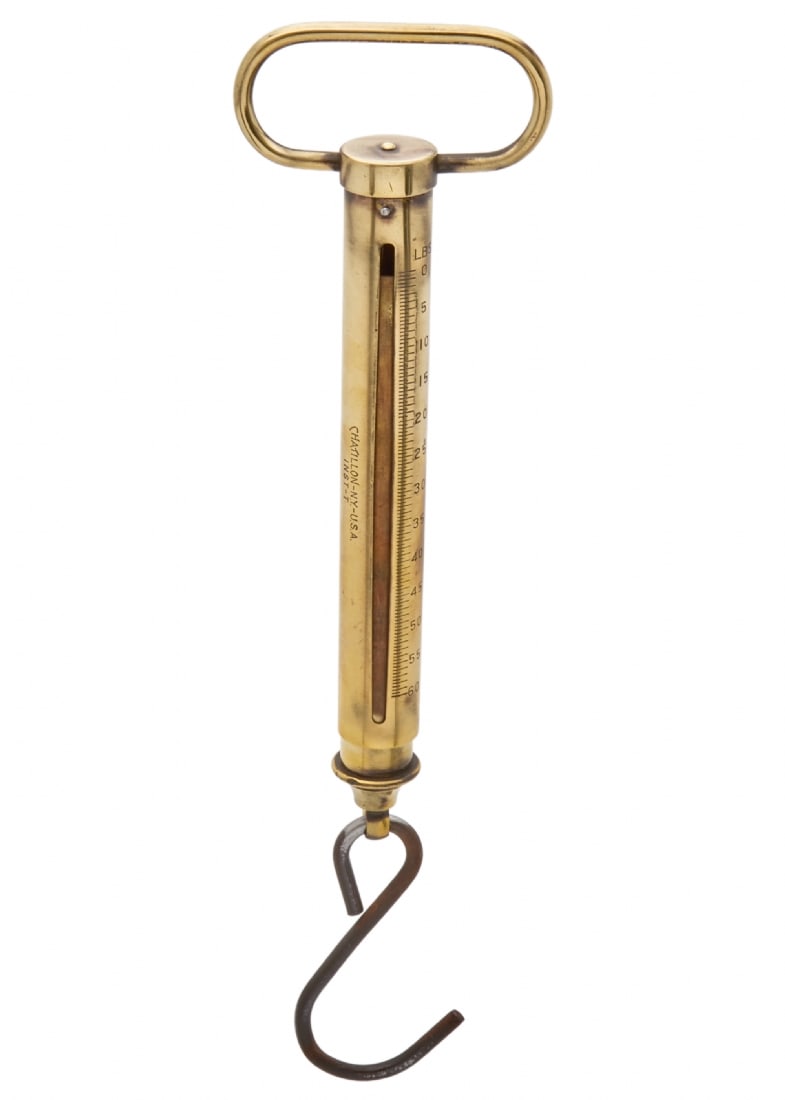 American Hanging Scales by Chatillon, Made of Brass with Original Hook: American Hanging Scales by Chatillon, Made of Brass with Original Hook, signed Length: 40 cm Notice: We are located in Israel and provide full packing and shipping service. You can ask us for a shippi