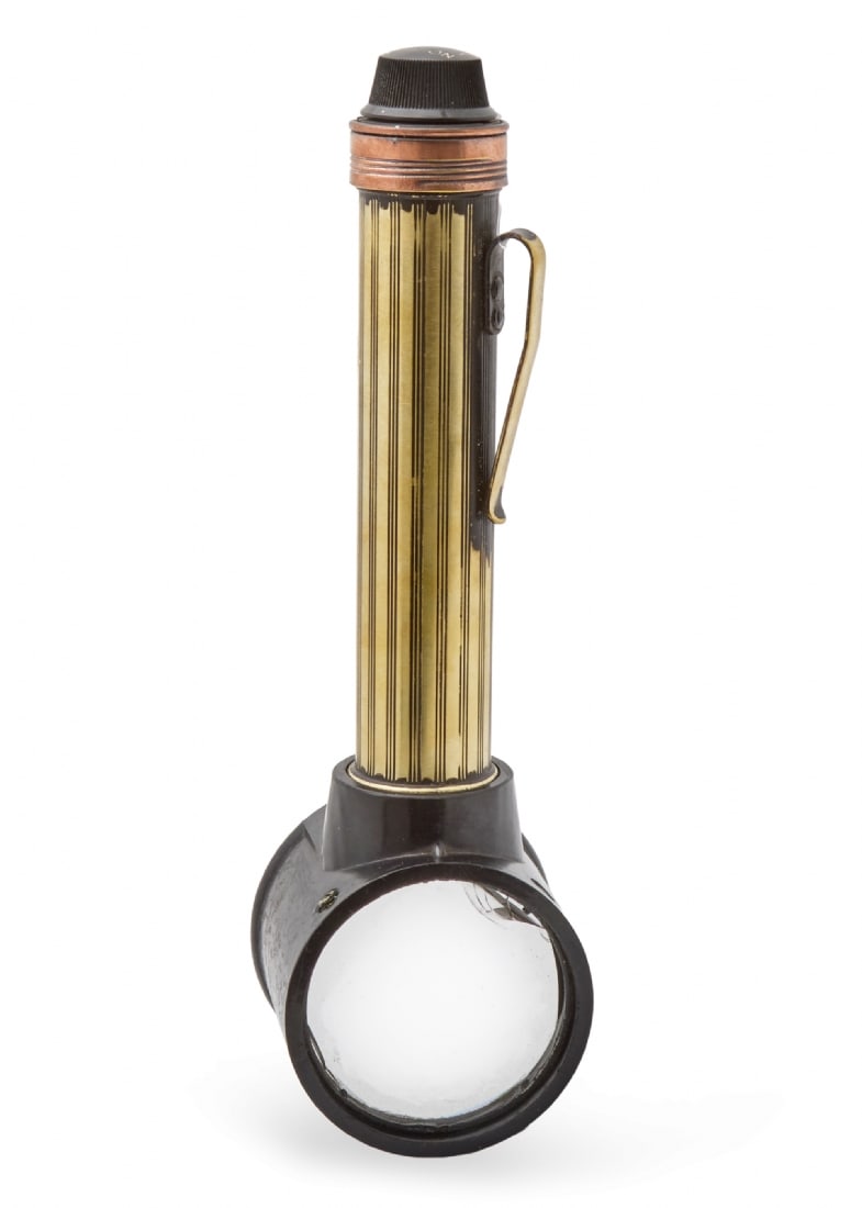 Military Navigation Flashlight with Magnifying Glass, WWII Era: Military Navigation Flashlight with Magnifying Glass, WWII Era, vintage military map reading flashlight from World War II Includes built-in magnifying glass for map reading and field navigation Workin