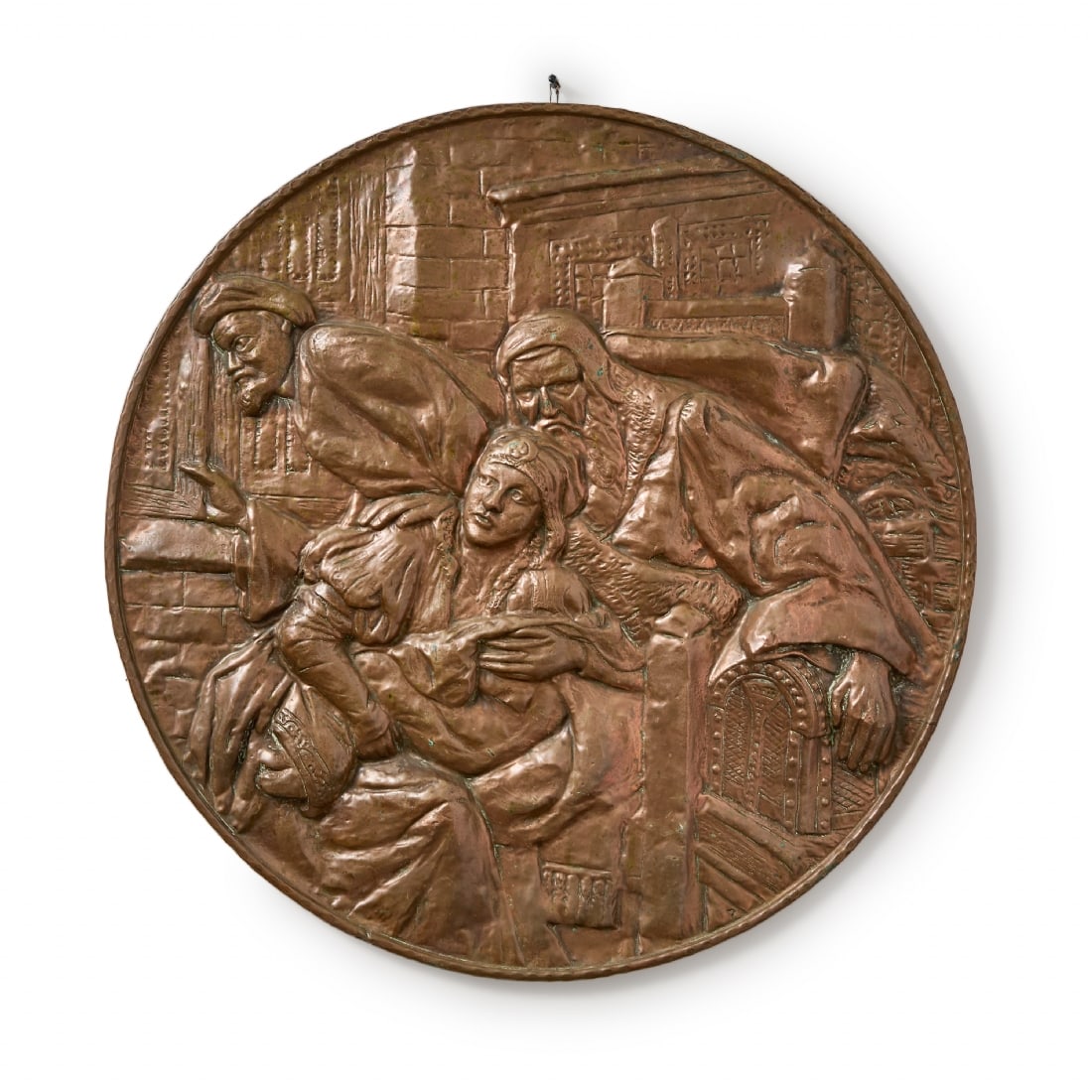 Copper Wall Relief: Copper Wall Relief, can be hung on the wall. Diameter: 60 cm Notice: We are located in Israel and provide full packing and shipping service. You can ask us for a shipping quote before the sale.