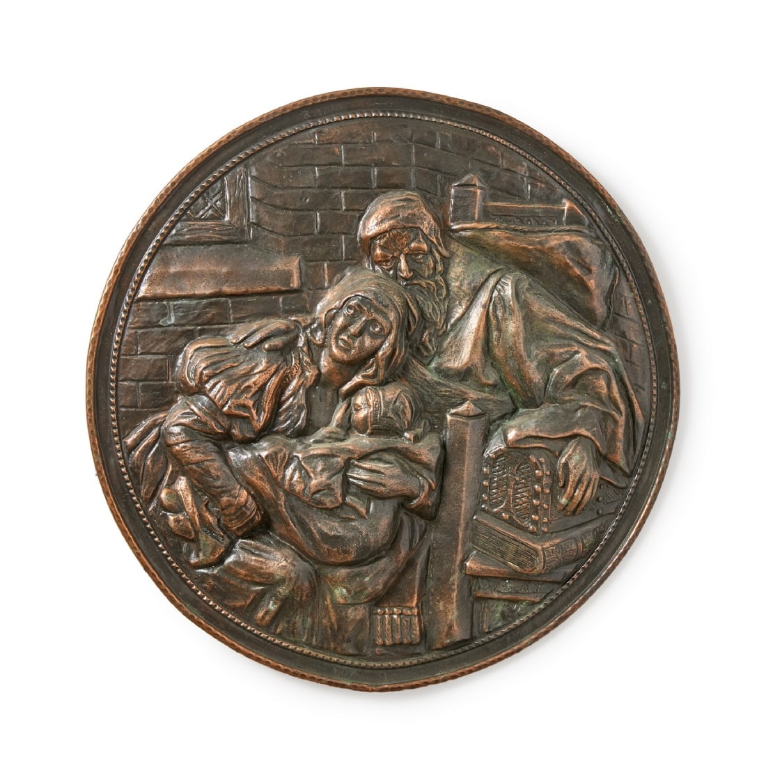 Signed Copper Wall Relief: Signed Copper Wall Relief, can be hung on the wall. Diameter: 48 cm Notice: We are located in Israel and provide full packing and shipping service. You can ask us for a shipping quote before the sale.