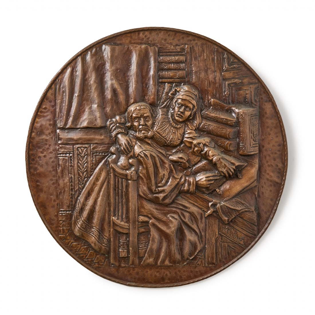Signed Copper Wall Relief: Signed Copper Wall Relief, can be hung on the wall. Diameter: 60 cm Notice: We are located in Israel and provide full packing and shipping service. You can ask us for a shipping quote before the sale.