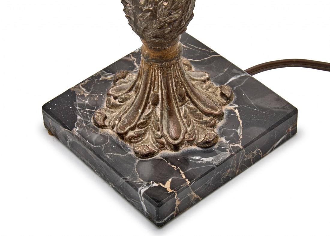 Table Lamp Made from Metal Candlestick with Square Marble Base - 4