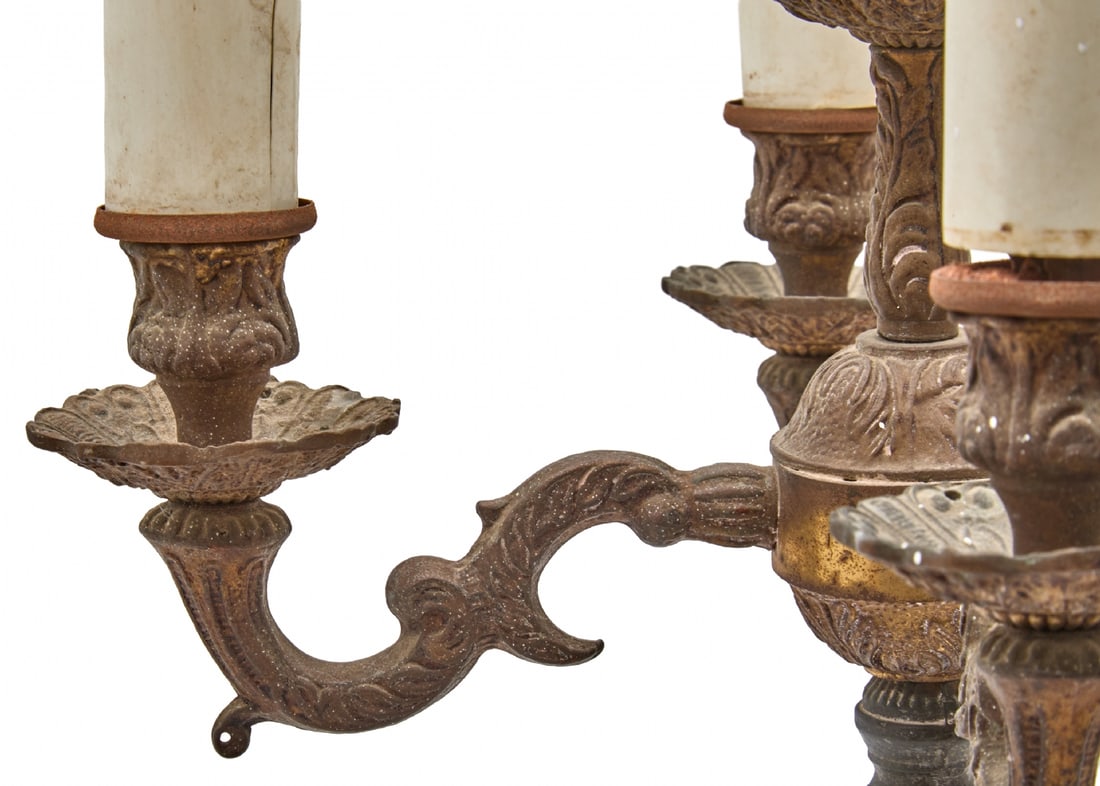 Table Lamp Made from Metal Candlestick with Square Marble Base - 6