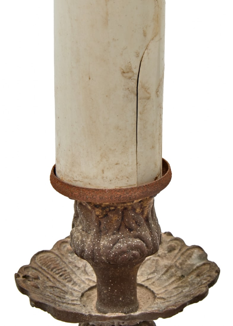 Table Lamp Made from Metal Candlestick with Square Marble Base - 7