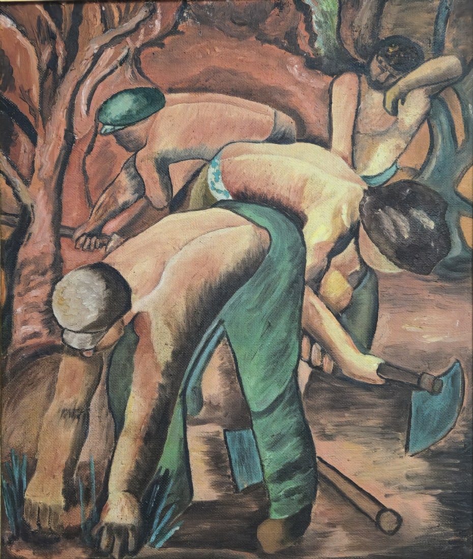 Workers, Oil on Masonite, Unsigned - 2