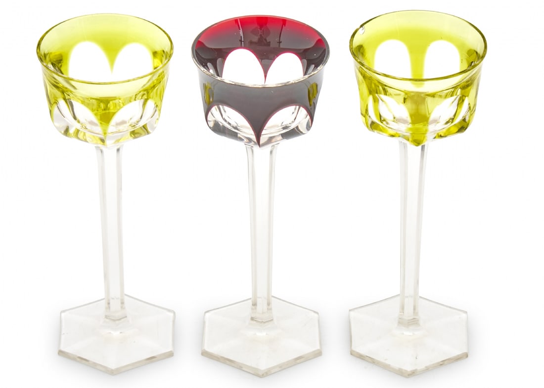 Three Colored Crystal Goblets - 2