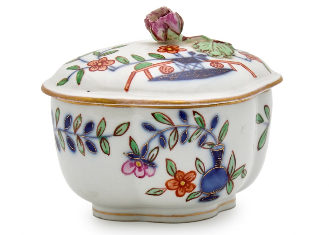 'Meissen' Covered Sugar Bowl, 'Sheaf' Pattern, Marked (1 of 4)