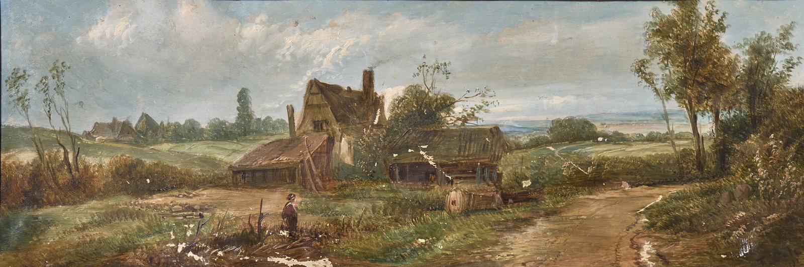 Path in a Rural Landscape - Antique Painting, Apparently English School, 1902 (1 of 9)