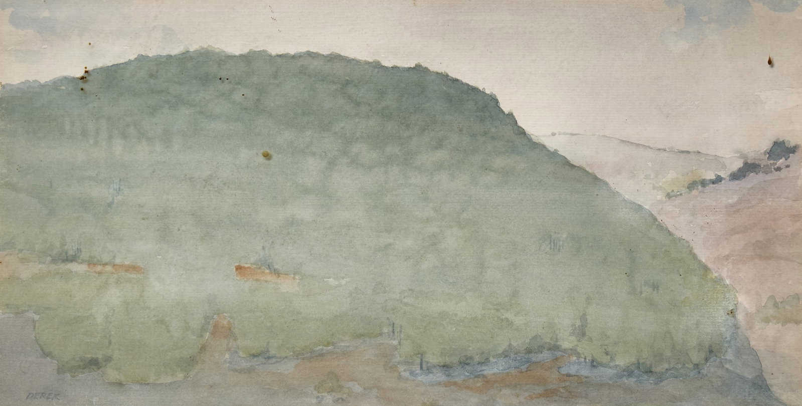 Derek Stein (1938-2020) - “Green Hill, ?? Watercolor on Paper, Signed (1 of 3)