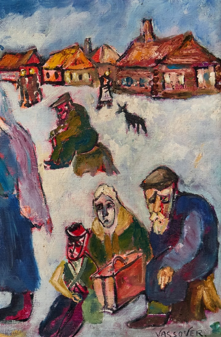 Jacob Vassover, 'Leaving the City, ' Oil on Canvas, Signed: Jacob Vassover, 'Leaving the City, ' Oil on Canvas, Signed, 40X50 cm Frame dimensions: 55X65 cm Notice: We are located in Israel and provide full packing and shipping service. You can ask us for a shi