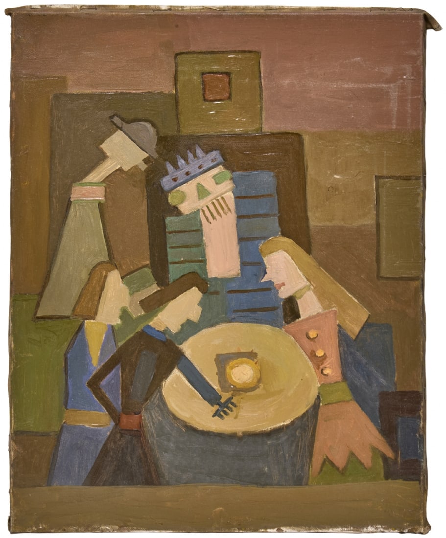 Peter Horowitz (1922-2005), 'Figures in a Room, ' Oil on Canvas, Signed on the Reverse (1 of 3)