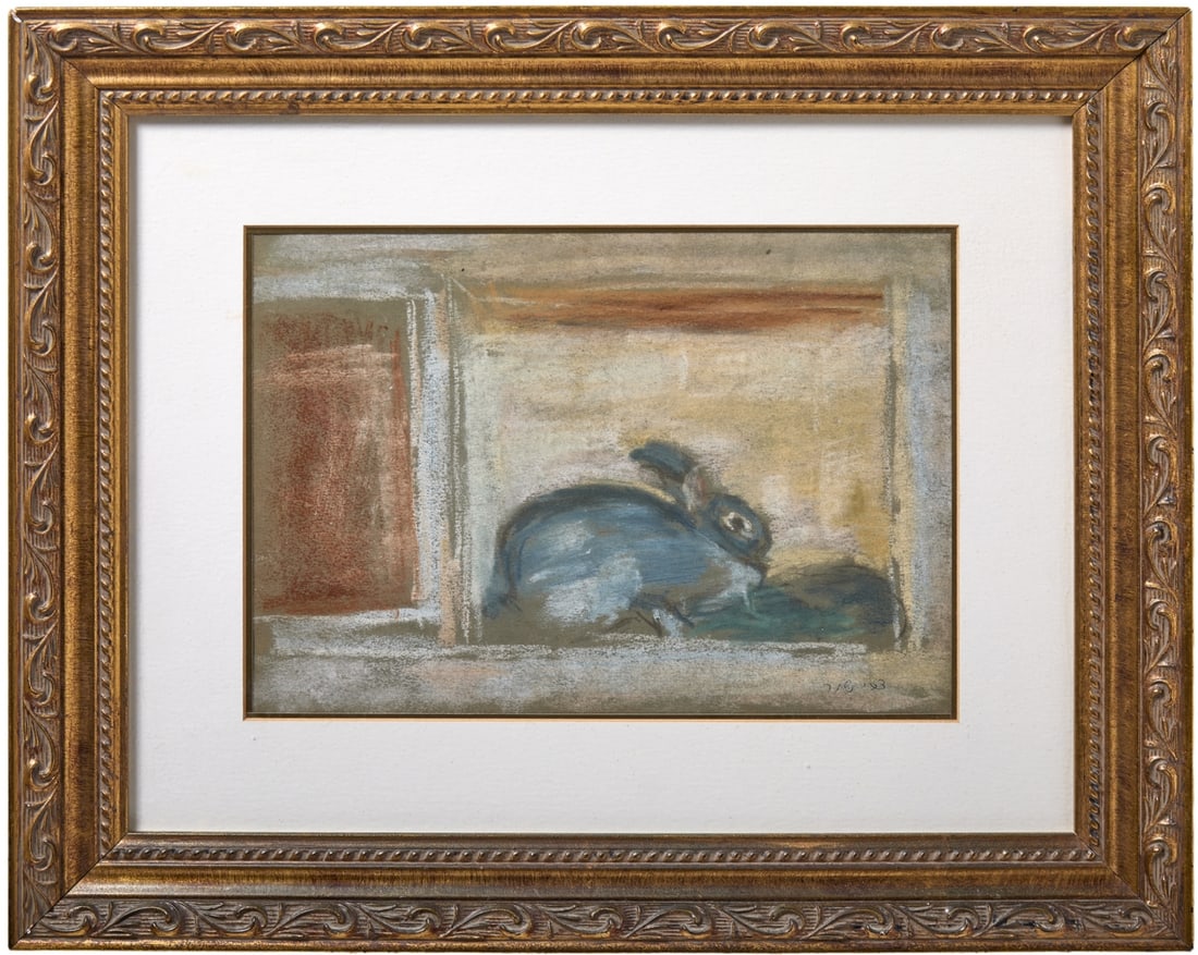 'Rabbit, ' Pastel Chalks on Paper, Signed: 'Rabbit, ' Pastel Chalks on Paper, Signed, dimensions: 24X32 cm Frame dimensions: 44X53 cm. Notice: We are located in Israel and provide full packing and shipping service. You can ask us for a shippin