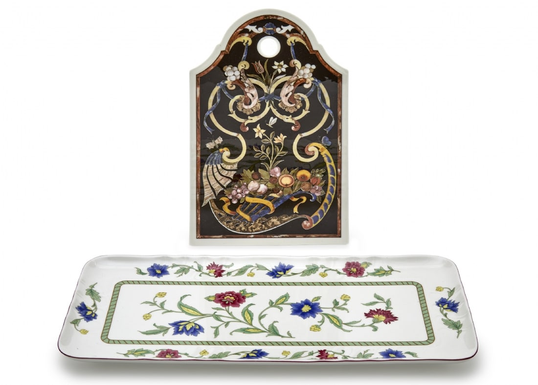 Two Villeroy & Boch Serving Trays, Persia and Intarsia: Two Villeroy & Boch Serving Trays, Persia and Intarsia, one a Sandwich Tray from the Persia series, 24 cm. The other a Cheese Board from the Intarsia series, 34 cm. Notice: We are located in Israel