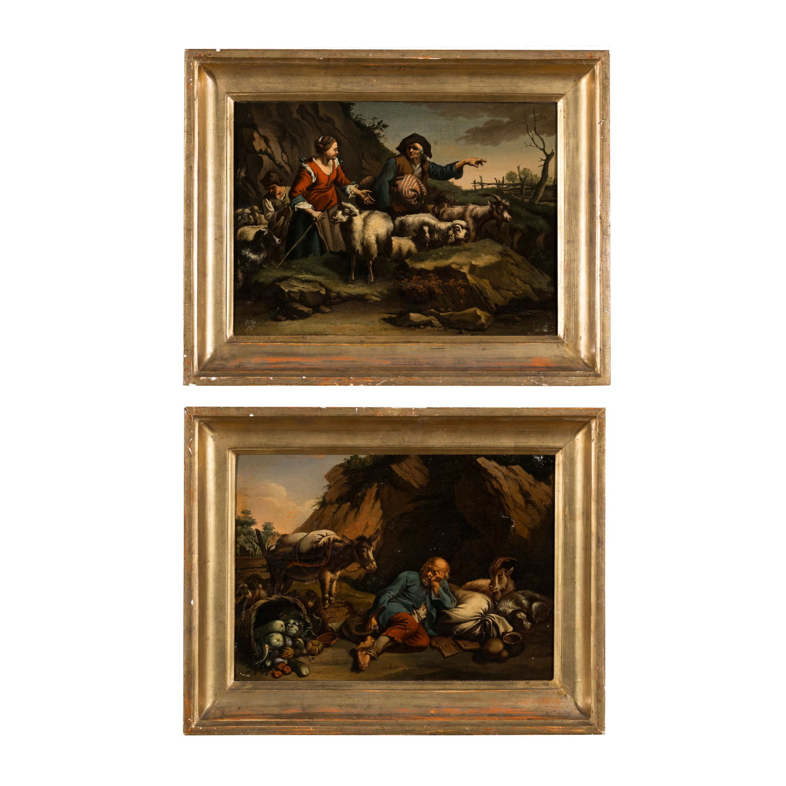 Francesco Londonio (Milano 1723 - 1783) Pastori e armenti Coppia di oli su tela 25,5 x 35,5 cm Fu: Francesco Londonio (Milano 1723 - 1783) Pastori e armenti Coppia di oli su tela 25,5 x 35,5 cm Fu un rinomato pittore e incisore, fece sua la formazione di F. Porta per la pittura e di B. Bossi per l'