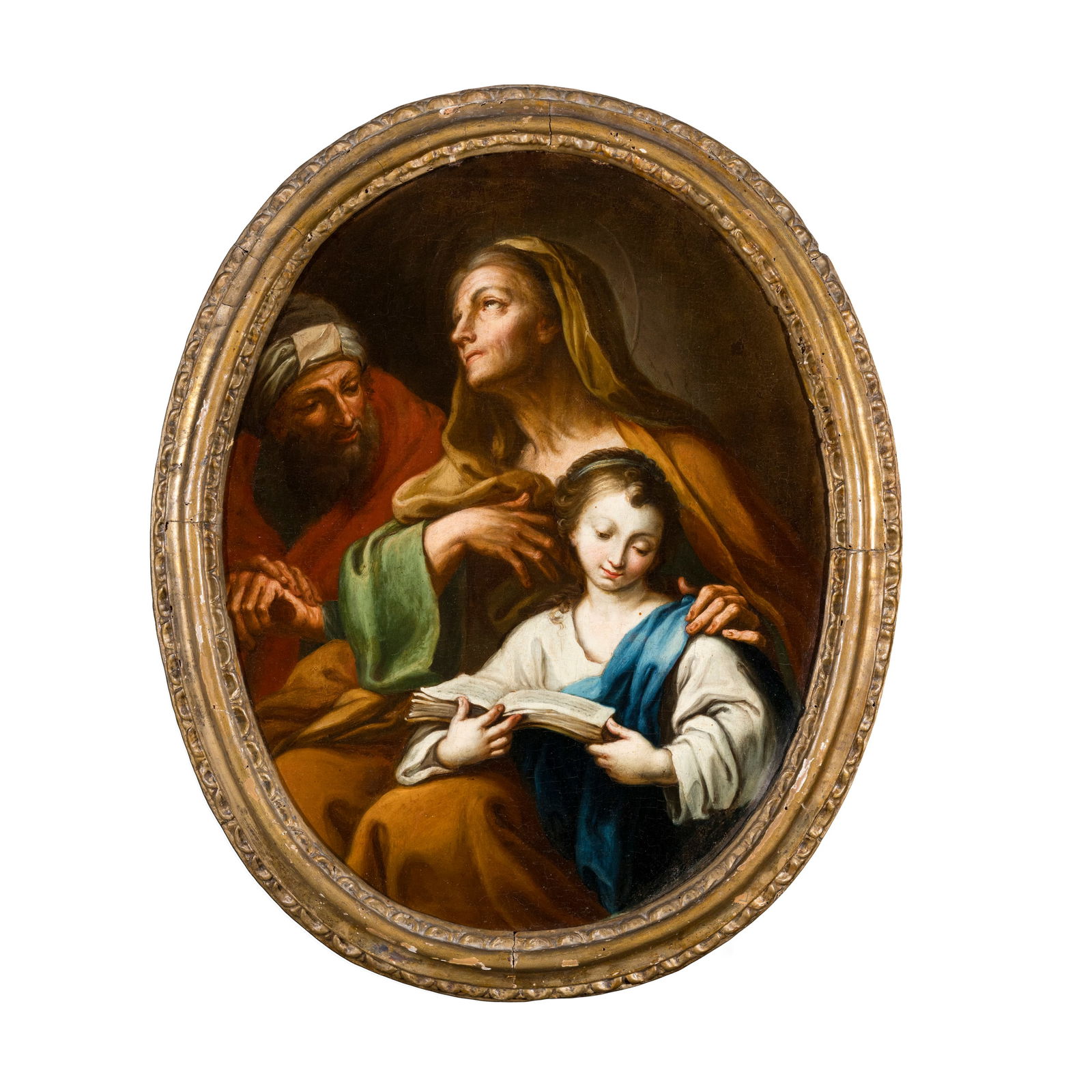 Francesco de Mura (Napoli 1696 - 1782) Educazione di Maria Vergine Olio su tela ovale 64 x 54 cm: Francesco de Mura (Napoli 1696 - 1782) Educazione di Maria Vergine Olio su tela ovale 64 x 54 cm La nostra tela trova preciso riscontro con l'analoga opera inserita nel Catalogo generale dei Beni Cult