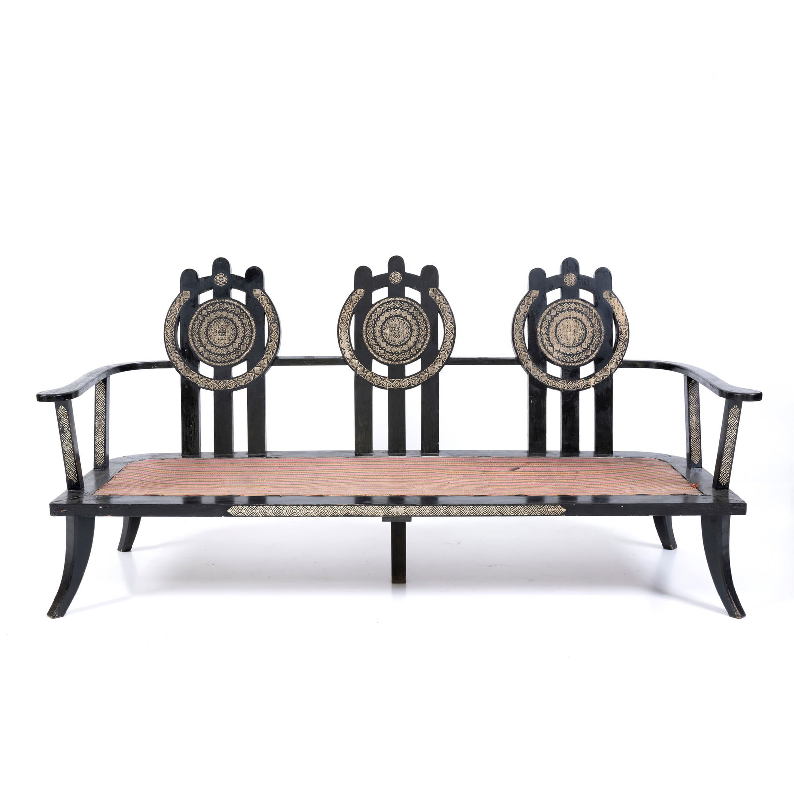 Ettore Zaccari (Cesena 1877 - Milano 1922) Divanetto a tre posti  Legno laccato e dipinto, (1 of 10)