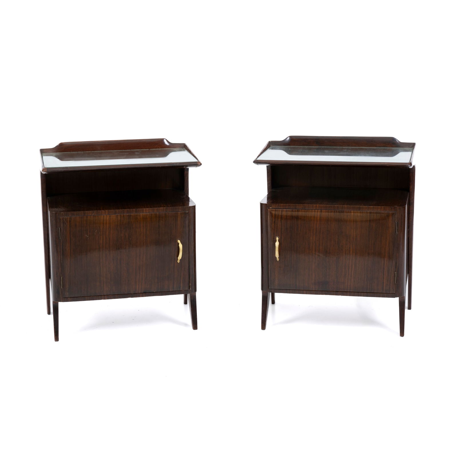 Vittorio Dassi (1923 - 1973) Rara coppia di comodini con scompartimento centrale Legno finemente (1 of 6)