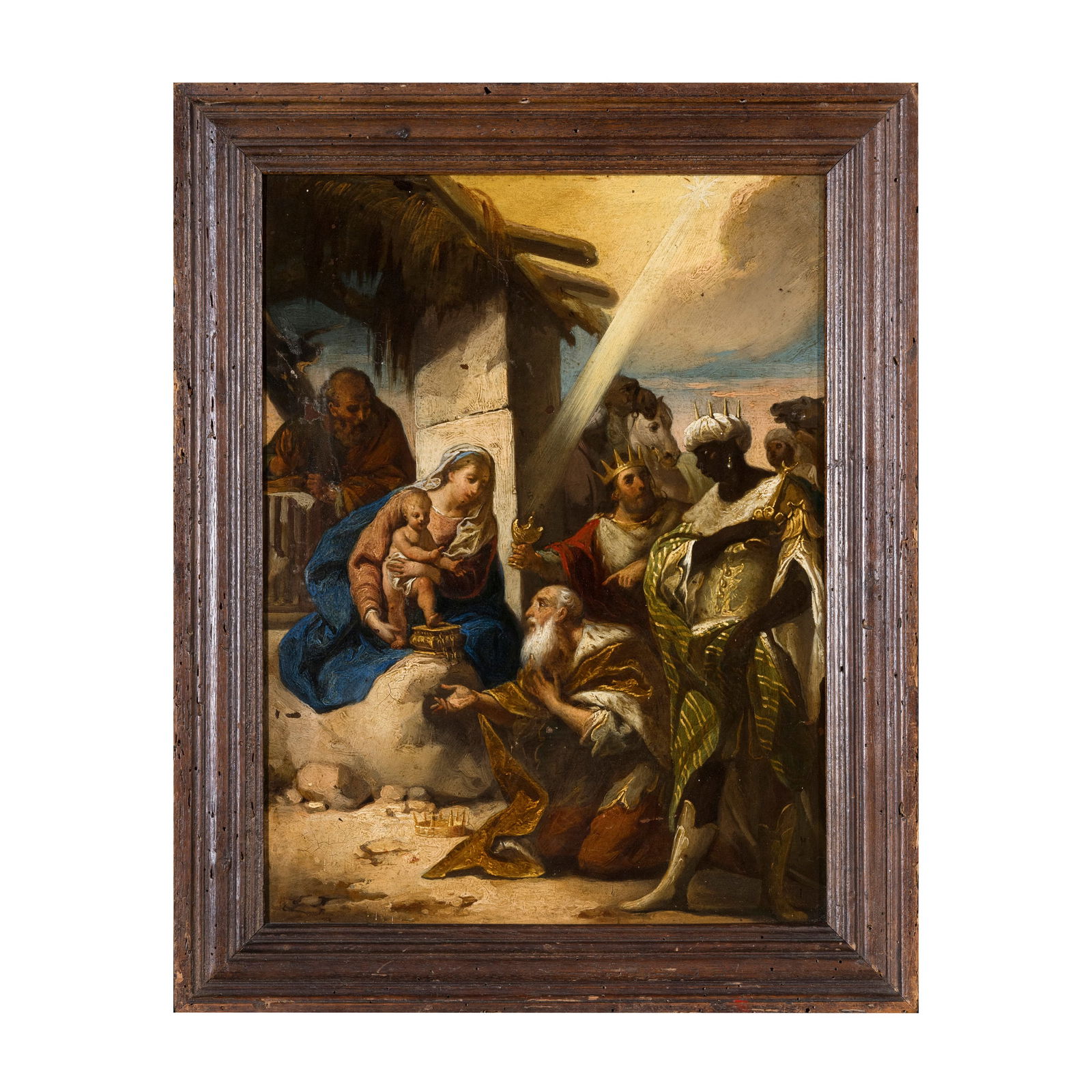 Jacopo Marieschi (Venezia 1711 - 1794): Jacopo Marieschi (Venezia 1711 - 1794) Adorazione dei magi Olio su rame 36 x 27 cm Jacopo fu allievo e stretto collaboratore di Gaspare Diziani. Dimenticato in epoca moderna dagli studiosi, ebbe vari