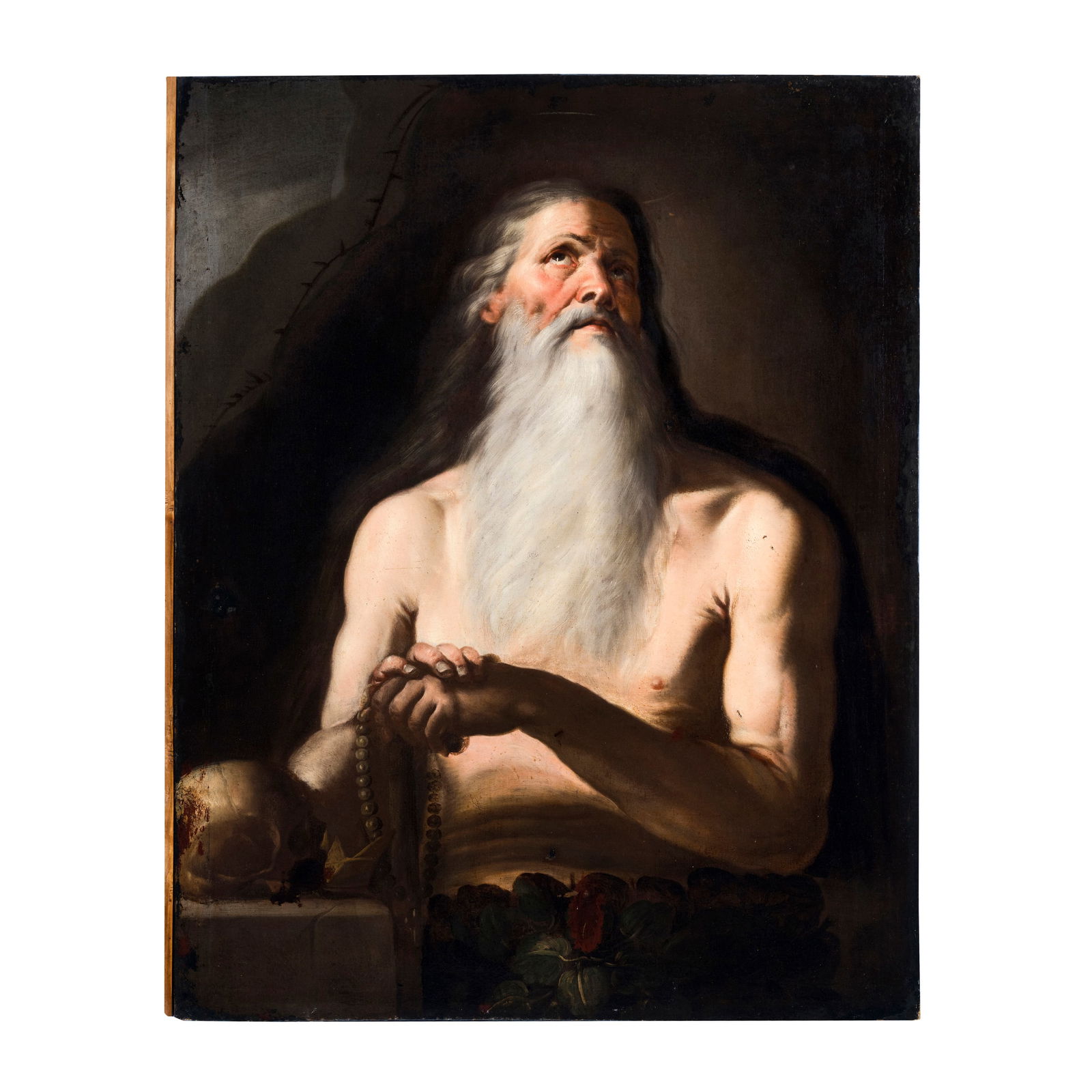 Francesco de Mura (Napoli 1696 - 1782): Francesco de Mura (Napoli 1696 - 1782) Sant' Onofrio Olio su tela 96 x 75 cm Preziosi e precisi riferimenti per l'attribuzione dell'opera sono il San Paolo eremita conservato presso il Palazzo del Pio