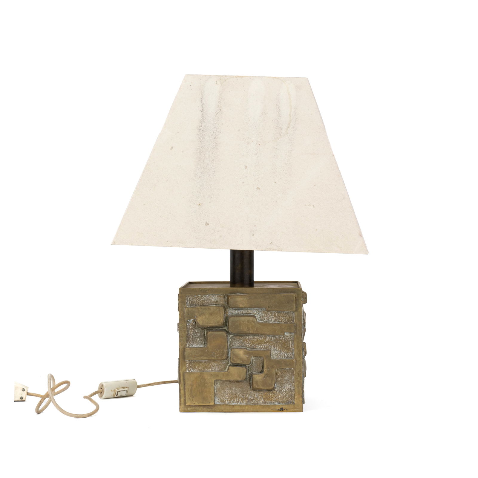 Pragos e Dany Lampada da tavolo con motivo astratto a rilievo geometrico Ottone Prod. Pragos Italia, (1 of 5)