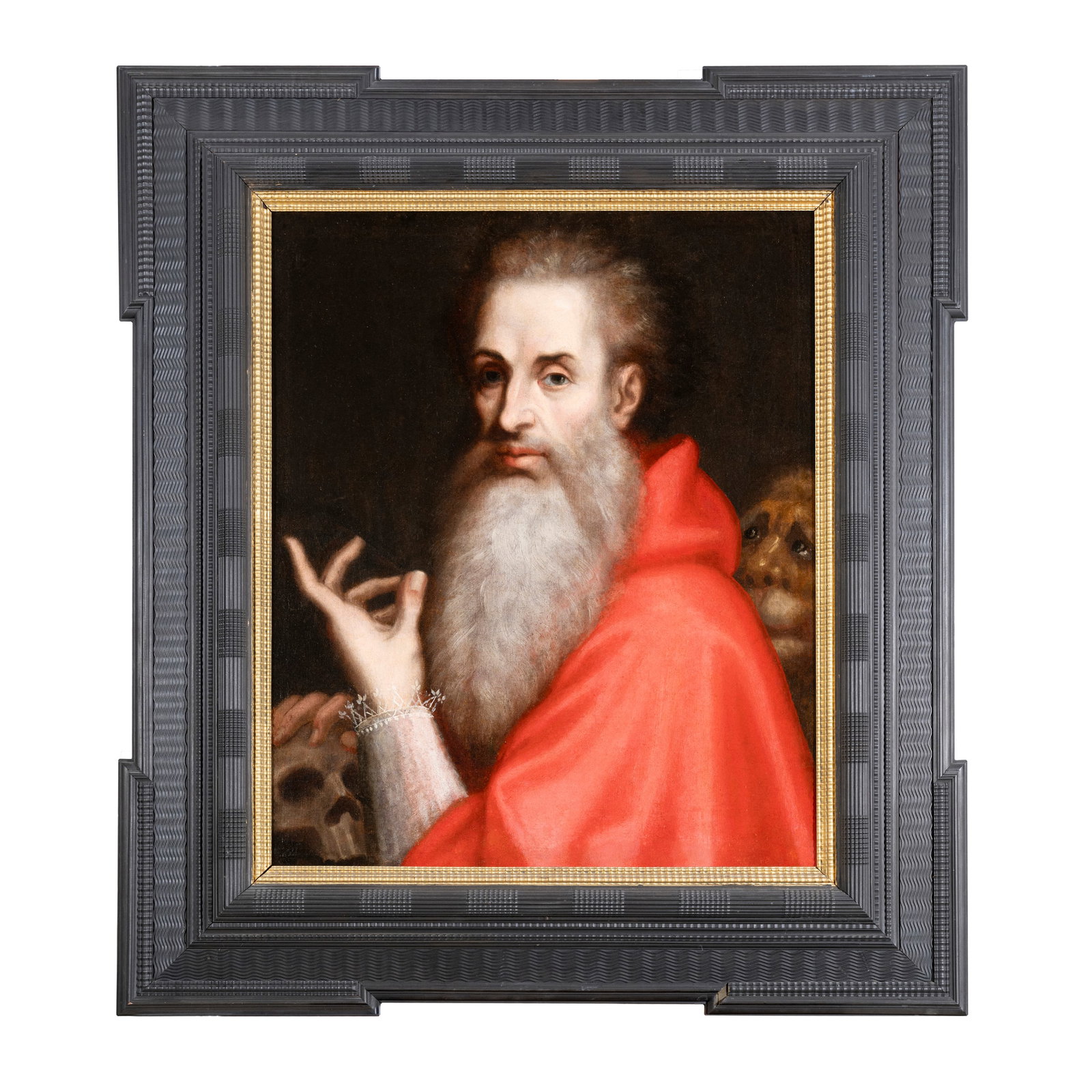 Francesco Vanni (Siena 1563 - 1610): Francesco Vanni (Siena 1563 - 1610) Ritratto d'uomo in veste di San Girolamo Olio su tela 73 x 60 cm Opera corredata da una scheda del dottor Alessandro Nesi, disponibile su richiesta via email. Franc