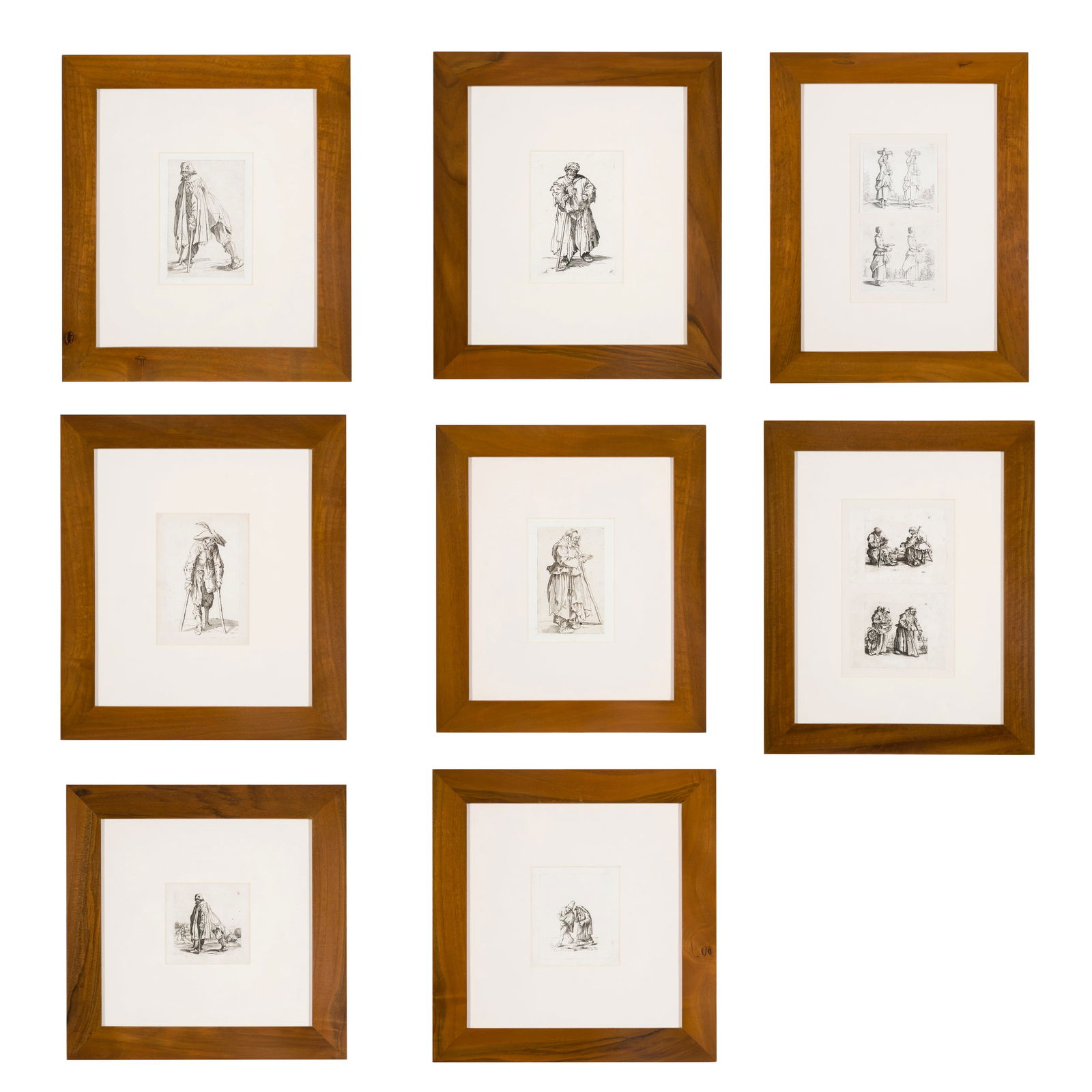 Adriaen van Ostade e Jacques Callot, XVII e XVIII secolo: Adriaen van Ostade e Jacques Callot, XVII e XVIII secolo Adriaen van Ostade (Haarlem 1610 - 1685), Coppia di contadini in cammino, acquaforte, 113 x 102 mm (a vista) Jacques Callot (Nancy 1592 - 1635)