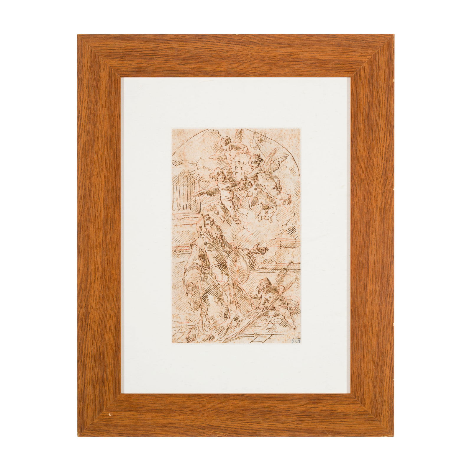 Gaspare Diziani (Belluno 1689 - Venezia 1767): Gaspare Diziani (Belluno 1689 - Venezia 1767) San Francesco di Paola riceve le insegne dell’Ordine Inchiostro su carta 270 x 160 mm (a vista) Timbro di collezione in basso a destra. Opera corred