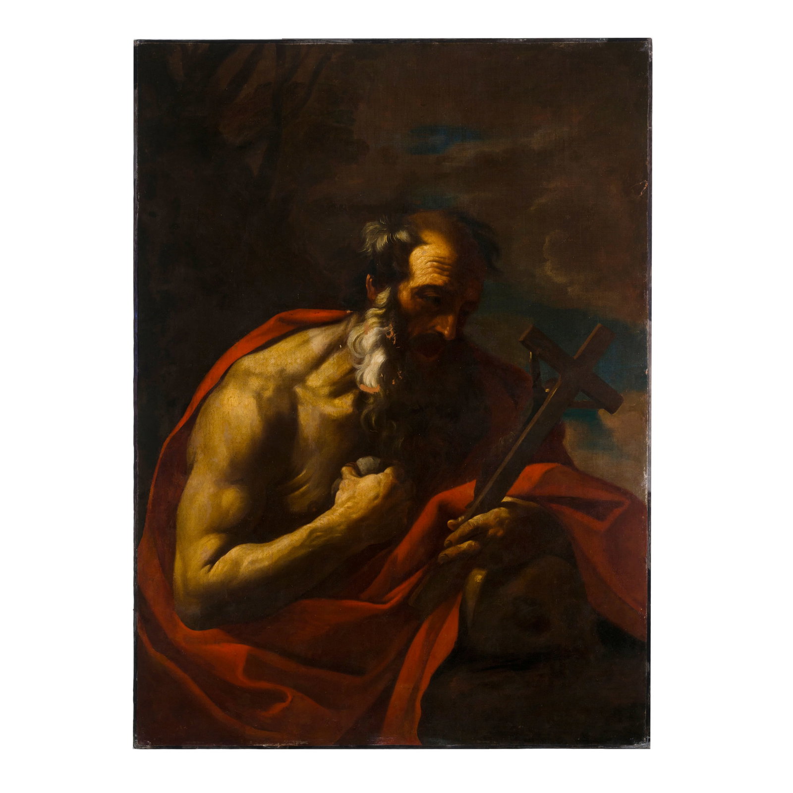 Flaminio Torri (Bologna 1620 - Modena 1661): Flaminio Torri (Bologna 1620 - Modena 1661) San Girolamo Olio su tela 133 x 96 cm Si ringrazia il professore Michele Danieli per aver studiato l'opera e fornito l'attribuzione. Allievo di Giacomo Cave