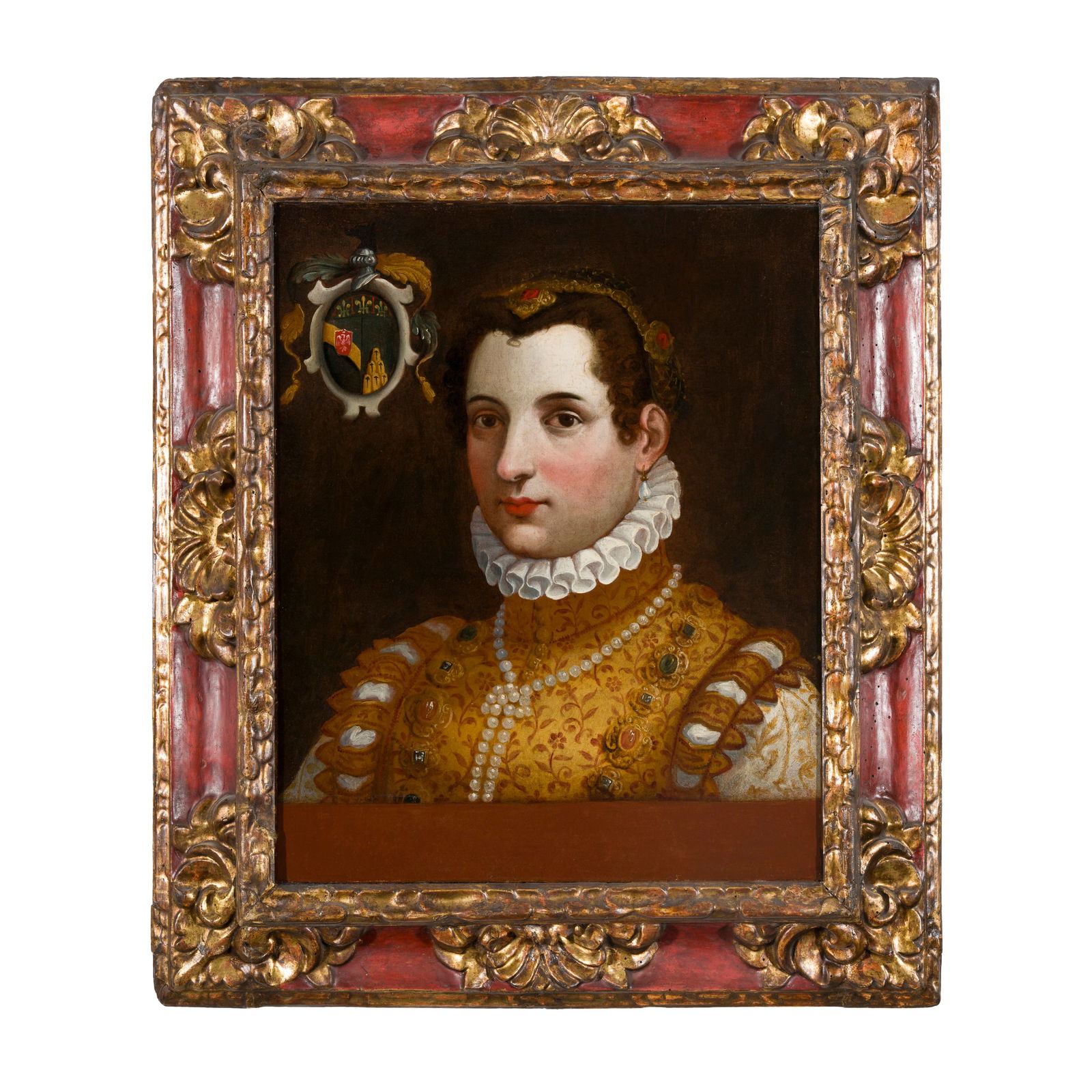 François Clouet (Tours 1515 - Parigi 1572) allievo/cerchia di: François Clouet (Tours 1515 - Parigi 1572) allievo/cerchia di Ritratto di nobildonna Olio su tela 49,5 x 40 cm François fu figlio di Jean Clouet, pittore ufficiale alla corte di Francia, del